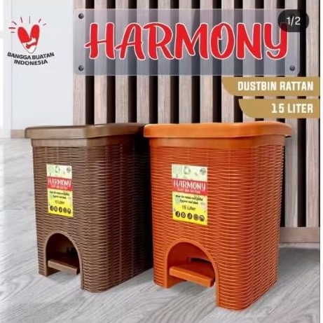 Tong sampah injak harmony tabitha | tong sampah injak rotan | tong sampah 15 liter