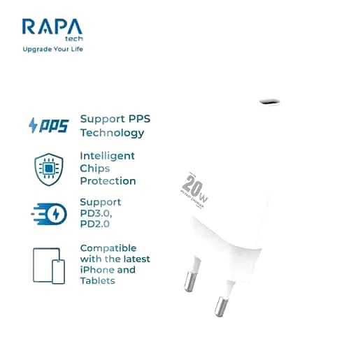 RAPAtech Power II BATOK ADAPTOR Charger for iPhone 11 12 13 14 15  PD 20W MFi CH1060 Charger iPhone