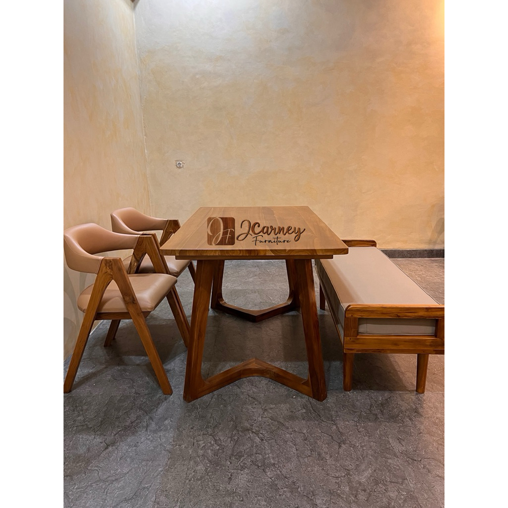 Meja Makan Minimalis Modern 2 Kursi/Meja Makan Kayu Jati