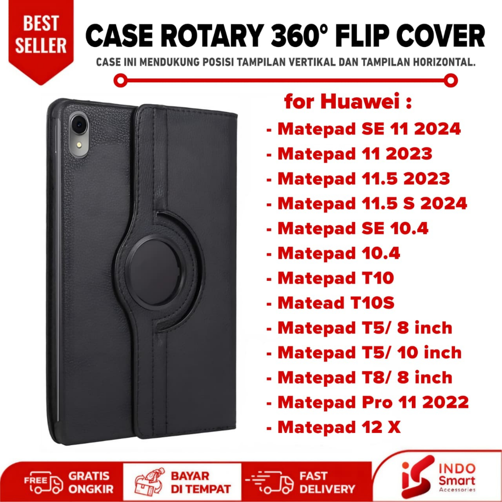 Casing Tablet Huawei Matepad SE 11 10.4 T10S T10 T5 T8 12 X Case Matepad 11 11.5 S 2024 Rotary Flip 