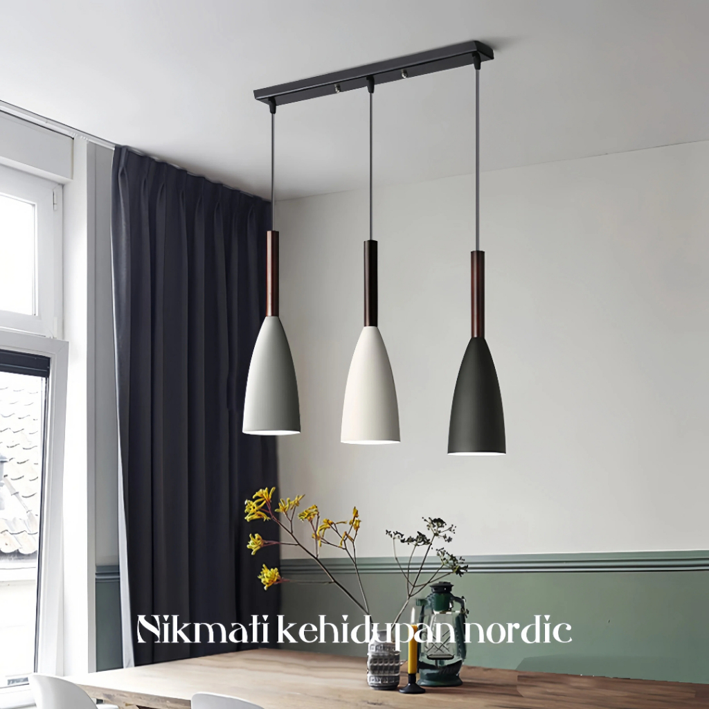 Lampu gantung minimalis modern Nordik Desain simpel dan minimalis 3 in 1 Lampu Gantung dekorasi