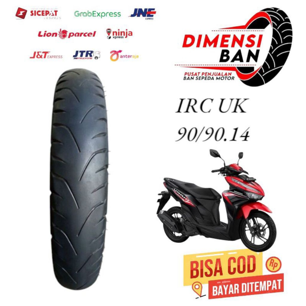 Ban Motor tubeless standar MIO M3 merk IRC belakang ukuran 90/90 , Ring 14