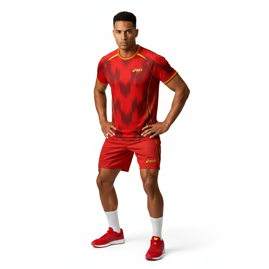 Setelan Kaos Voli Badminton Men Asics/Setelan Jersey Voli Badminton Men Asics