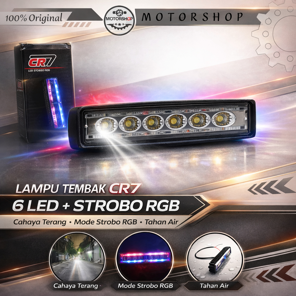 LAMPU TEMBAK SOROT CR7- 4129-6 LED+STROBO ( RGB )