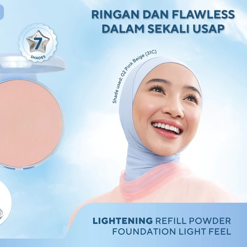 Wardah Refill TWC Lightening Powder Foundation Light Feel 12g Two Way Cake Bedak Padat Ringan Glowin
