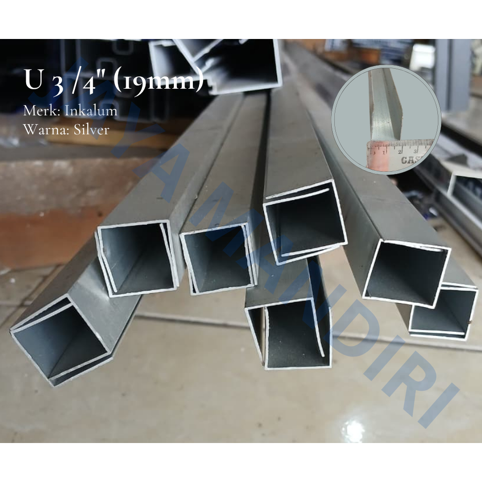 JMG - LIS U 3/4 (19MM) WARNA ALUMUNIUM MERK INKALUM