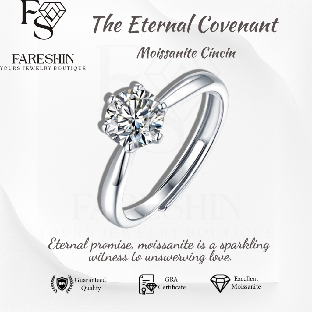 Fareshin_Moissanite Cincin Wanita Original Sertifikat GRA Silver925_Eternal Covenant Ring
