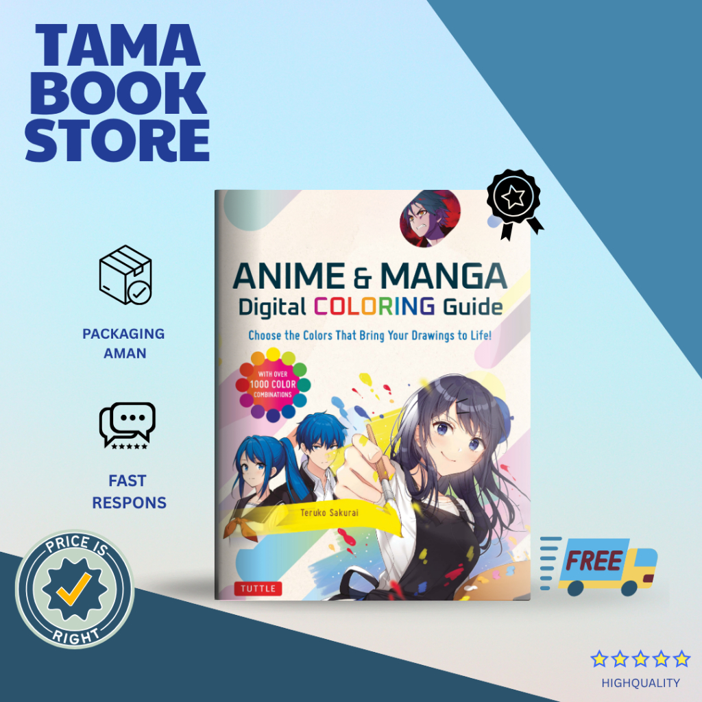 BUKU MANGA BAHASA JEPANG "Anime & Manga Digital Coloring Guide"