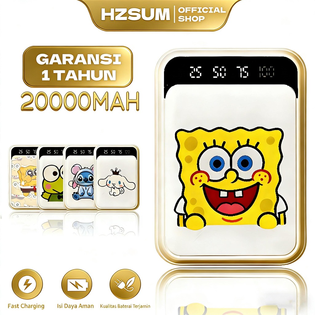 HZSUM LENTIVEN PowerBank 20000mAh Cute Mini Kartun Fast Charging