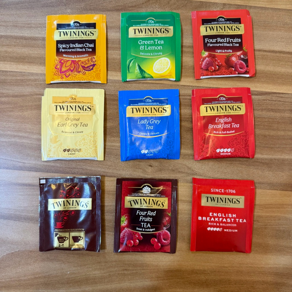 TWININGS TEA SACHET PER SATUAN CELUP TEH TEA INDIAN CHAI EARL GREY FOUR RED FRUITS ENGLISH BREAKFAST
