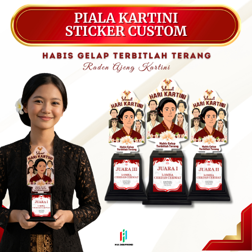 Piala Akrilik Hari Kartini Sticker Custom Plus Tatakan Penghargaan Kenangan Kejuaraan Lomba 21 April