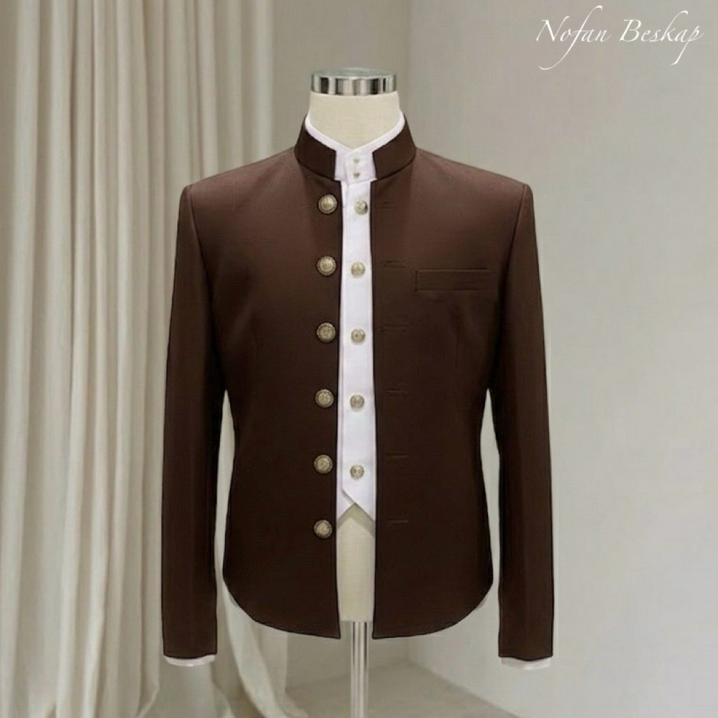 [Nofan Beskap] Beskap Hewes Polos Mahogany / Beskap Solo Hewes Polos