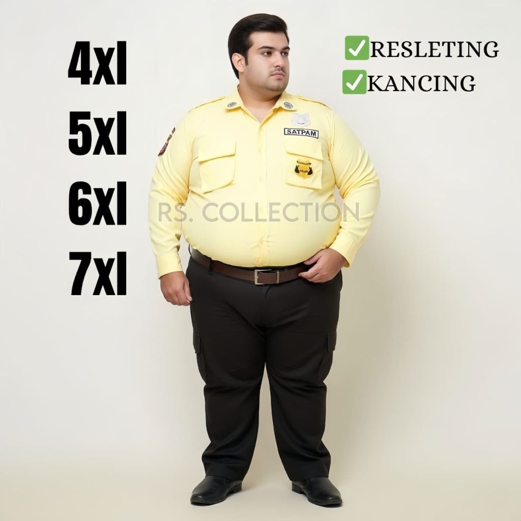 Baju Seragam Security Satpam PDL Cream JUMBO Lengan Panjang American Drill Premium Terbaru