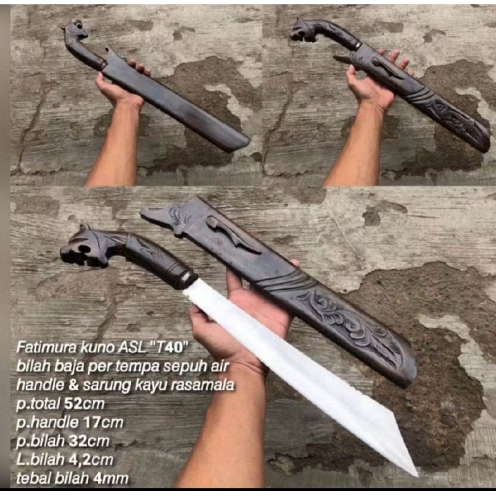 pusat Golok patimura motif ukiran bilah baja per