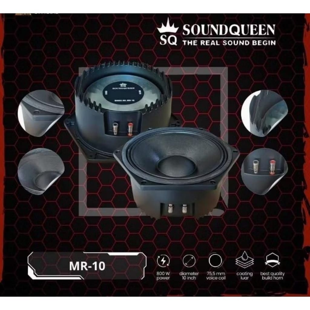 Speaker komponen SOUNDQUEEN 10 inch MR-301 / B-10SNB / MR-10 Original