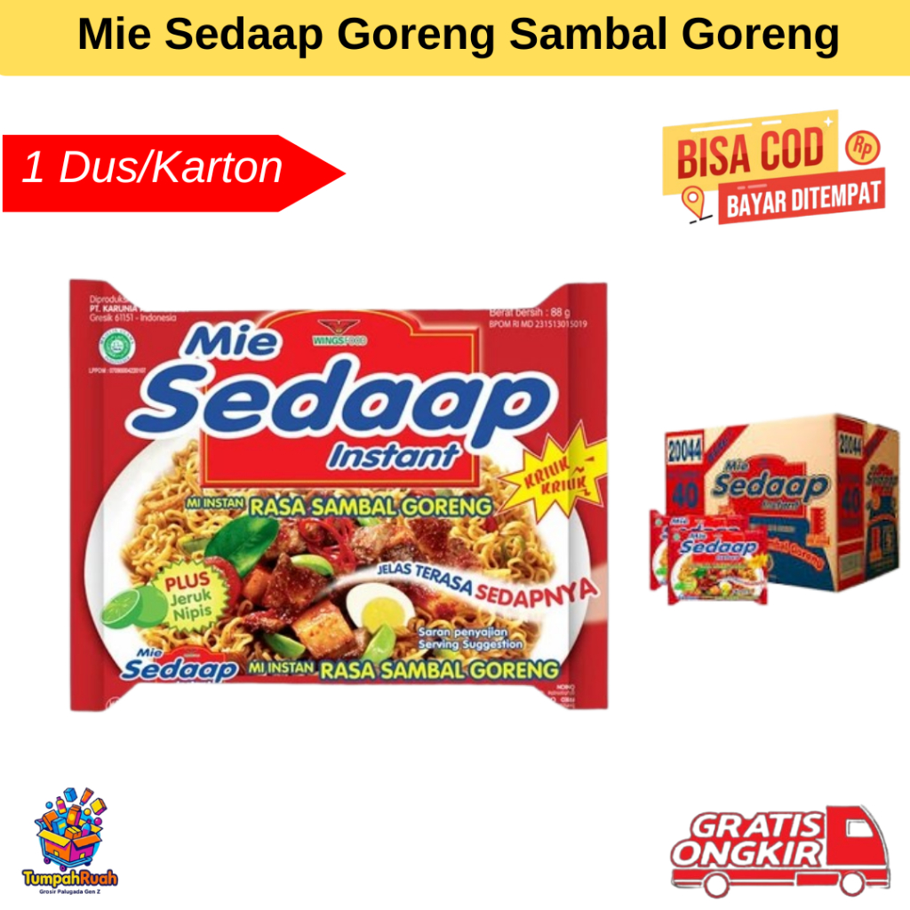 Mie Instan SEDAAP Korean Spicy Chicken 1 Dus Isi 40 Pcs - Mie Goreng Pedas Korea Harga Grosir