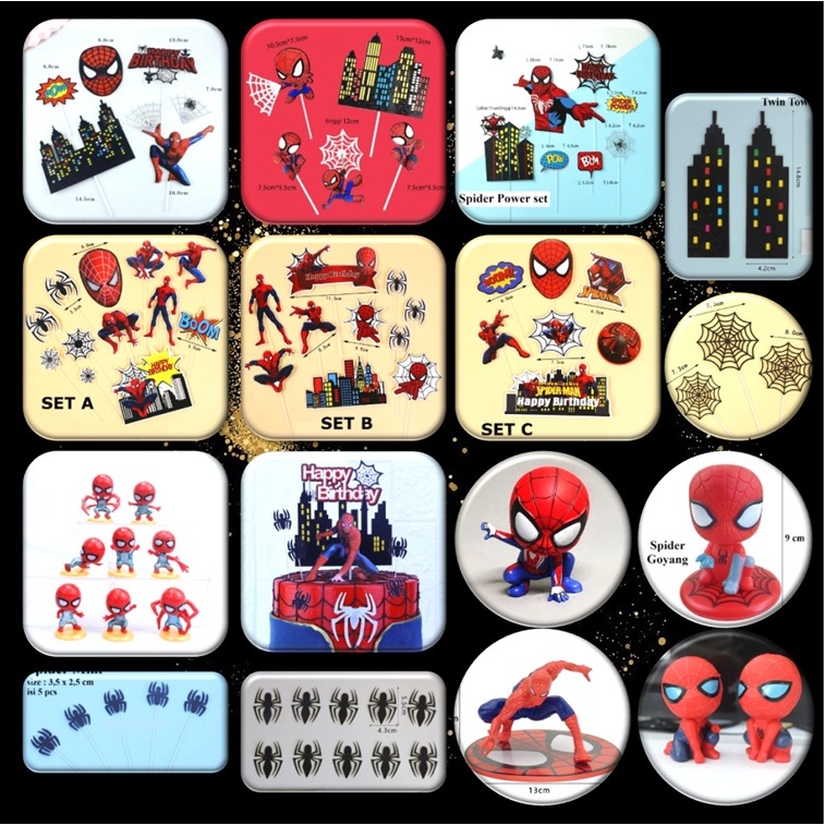 Topper Superhero Batman Ultraman Superman Spiderman Hero hiasan kue cake ultah ulang tahun anak birt