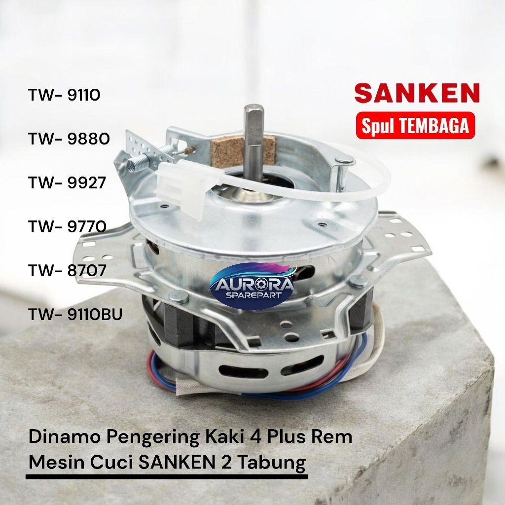 Dinamo Pengering sanken kaki 4 Plus REM Spul TEMBAGA TW-9110 TW-9880 TW-9927 TW-9770 TW-8707 TW-9110