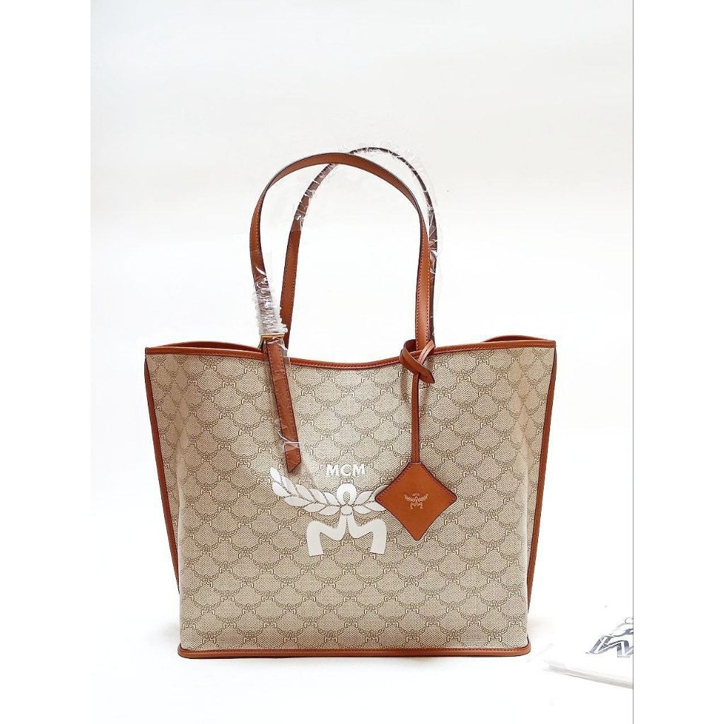 MCM HIMMEL MEDIUM SHOPPER LAURETOS BEIGE OATMEAL