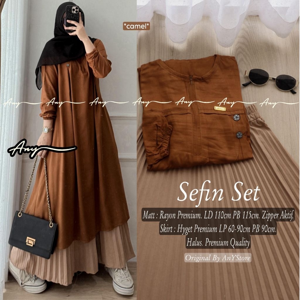 Sefin Set | Setelan Tunik Polos | One set Rayon | ANY