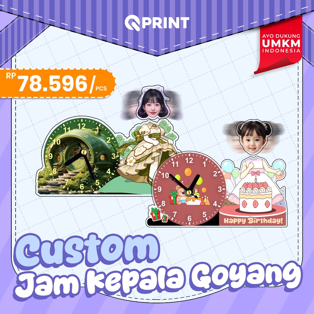 Custom Jam Kepala Goyang / Akrilik Sovenir / Jam Duduk Kado / Pajangan Akrilik Kepala Goyang Custom 