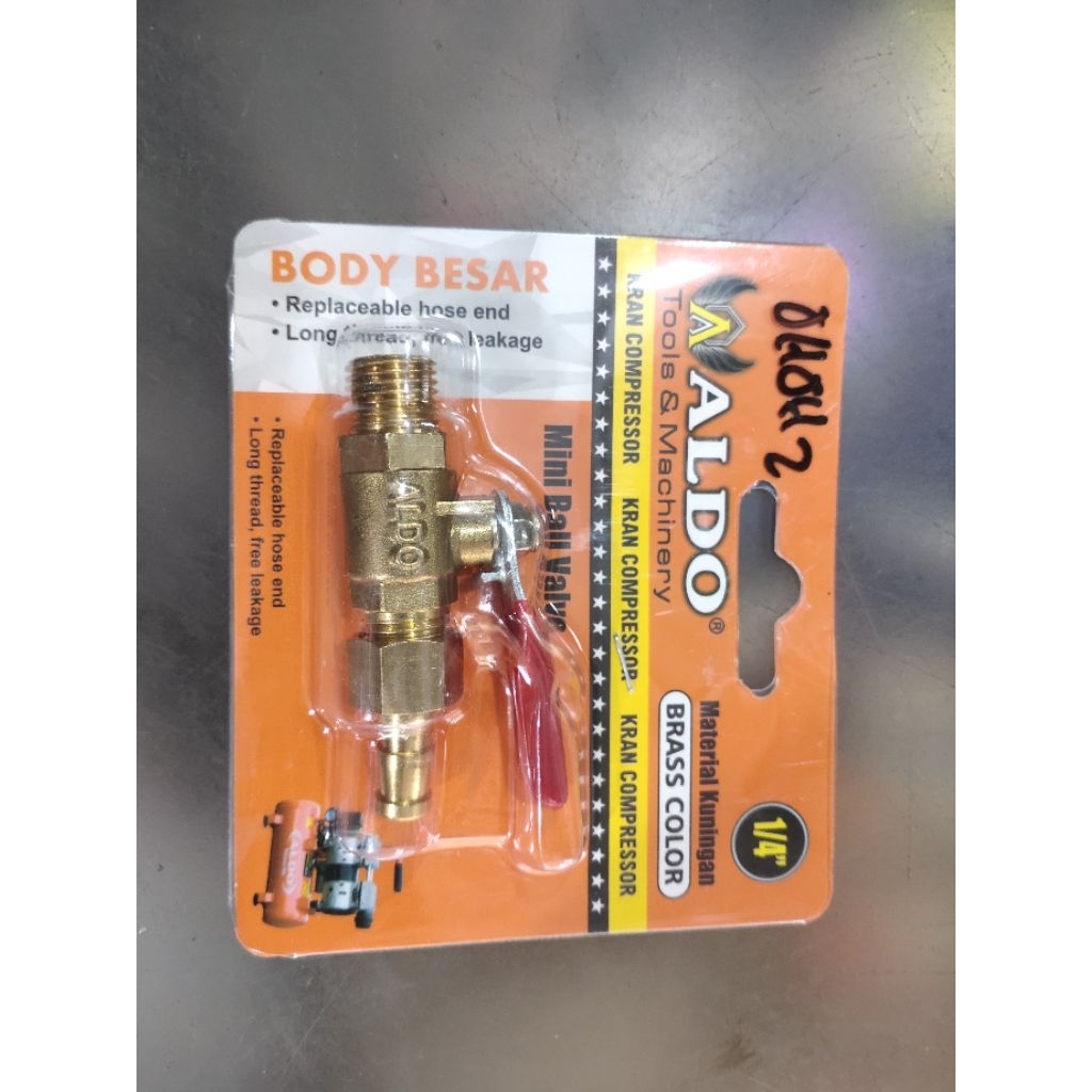 KRAN COMPRESSOR KUNINGAN ALDO "1/4" MINI BALL VALVE