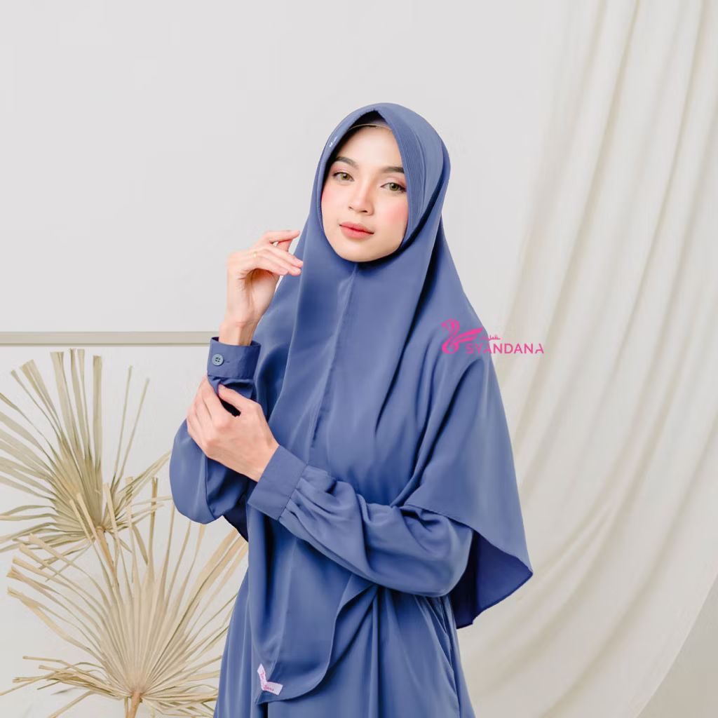 Khimar Bergo Jilbab Syar'i Hijab Syandana Lisya warna Denim