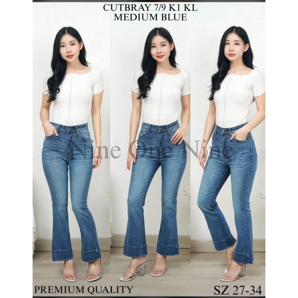 Celana Cutbray 7/9 Jeans Nine One Nine
