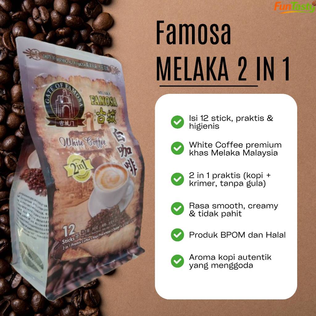 White Coffee No Sugar 2 in 1 Famosa Melaka | Kopi Putih Tanpa Gula Malaysia