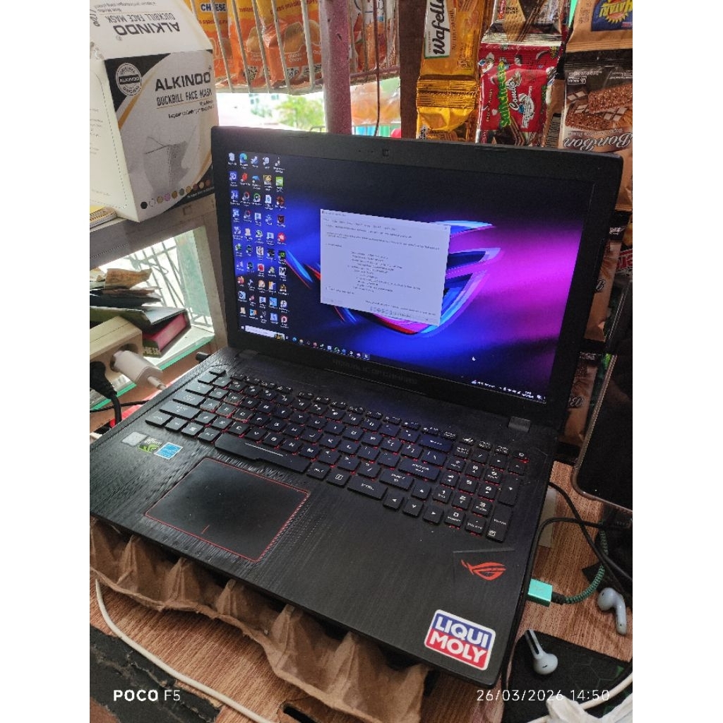 Asus rog GTX 1050 4gb  ram 16 GB