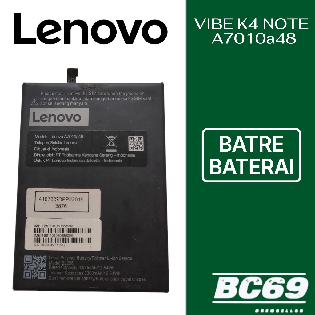 Batre Baterai Lenovo Vibe K4 Note A7010a48