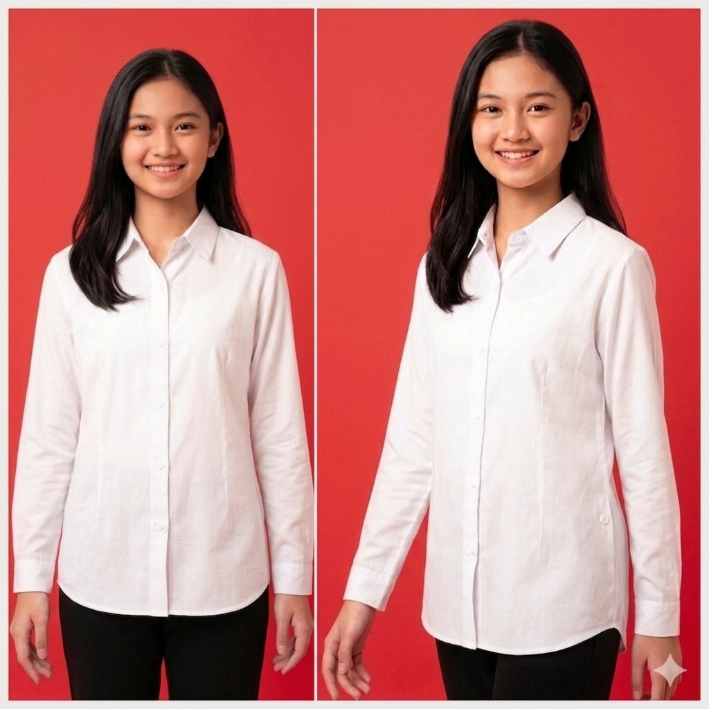 Blouse Kemeja putih formal/casual wanita | kemeja putih bersih | baju kerja | baju santri | baju pon