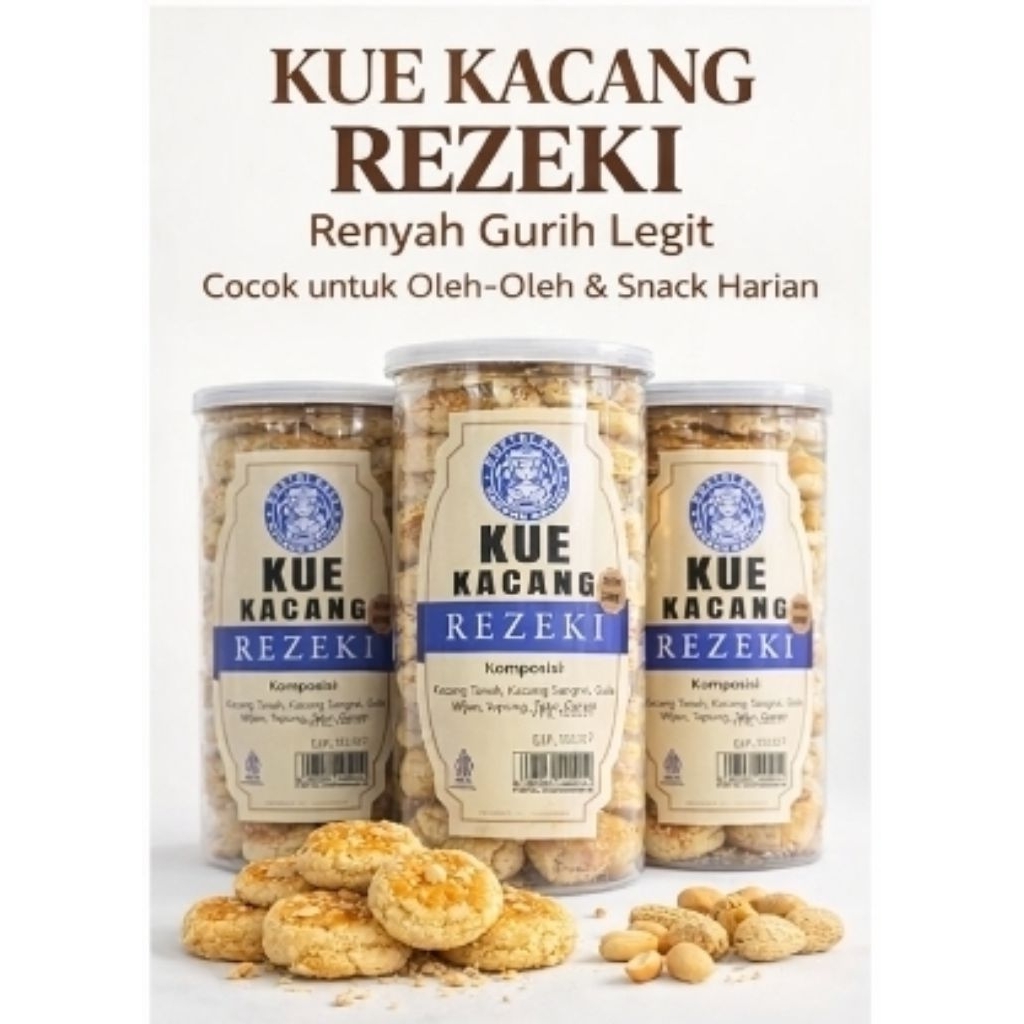 Kue Kacang Rezeki Toples Besar 500g Renyah Gurih Legit Snack Premium Oleh Oleh Jakarta