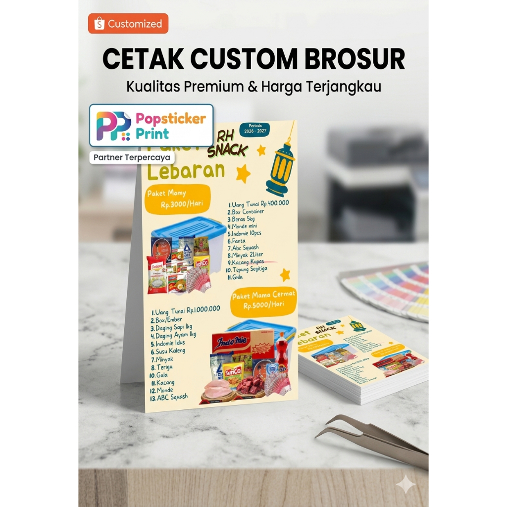 POP CUSTOM BROSUR PAKET LEBARAN < TOUR TRAVEL AP150gr LEMBAR A3