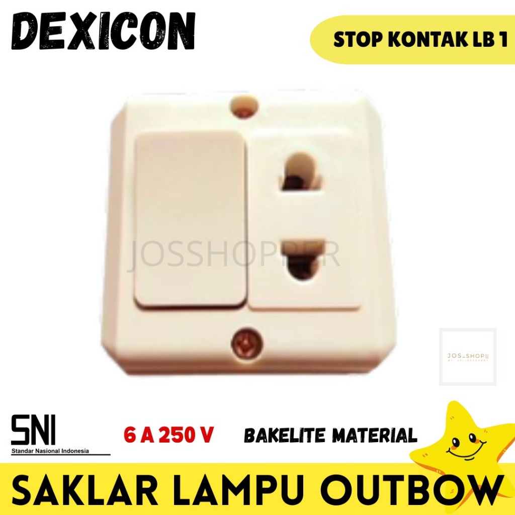 Saklar Dinding OB Engkel + Stop Kontak Dinding Sakelar Lampu Cream Saklar Rumah Outbow Dexicon SNI