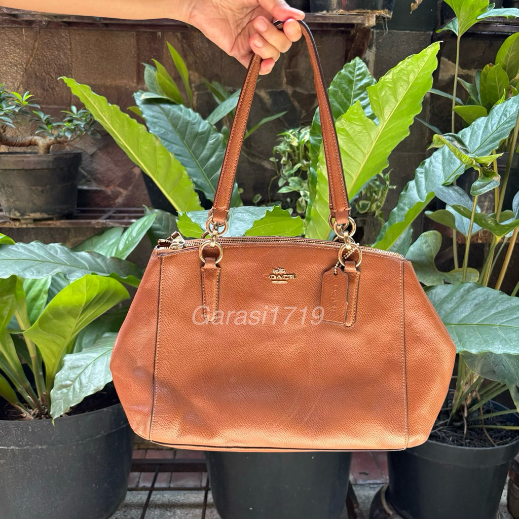 Preloved Tas Wanita Coach Vintage Coklat Kulit Leather Original Second Berkualitas