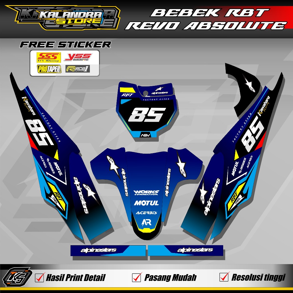 STIKER DECAL RBT REVO ABSOLUTE STIKER VARIASI BEBEK REVO ABSOLUTE MODIFIKASI RBT KS07