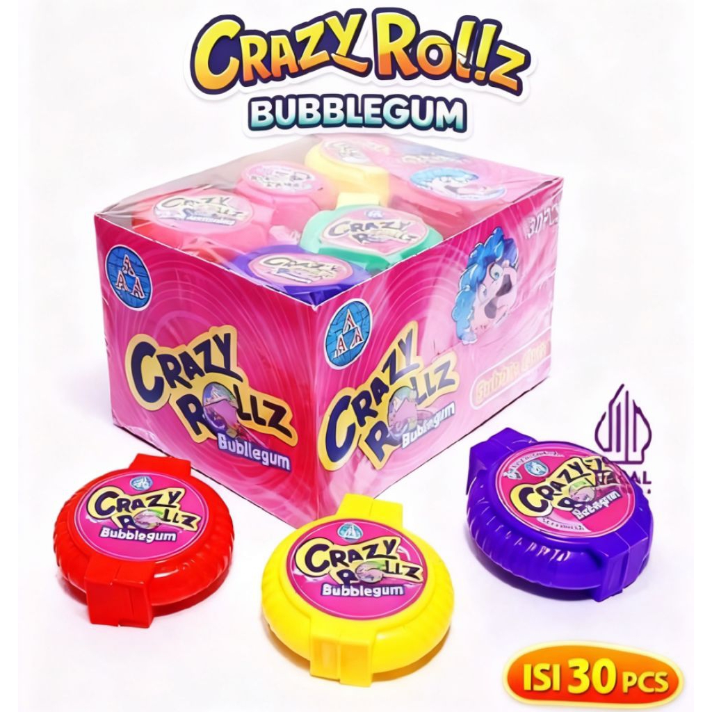 Permen crazy Roll permen karet roll permen karet Makanan viral jajanan Snack makanan anak laki-laki 