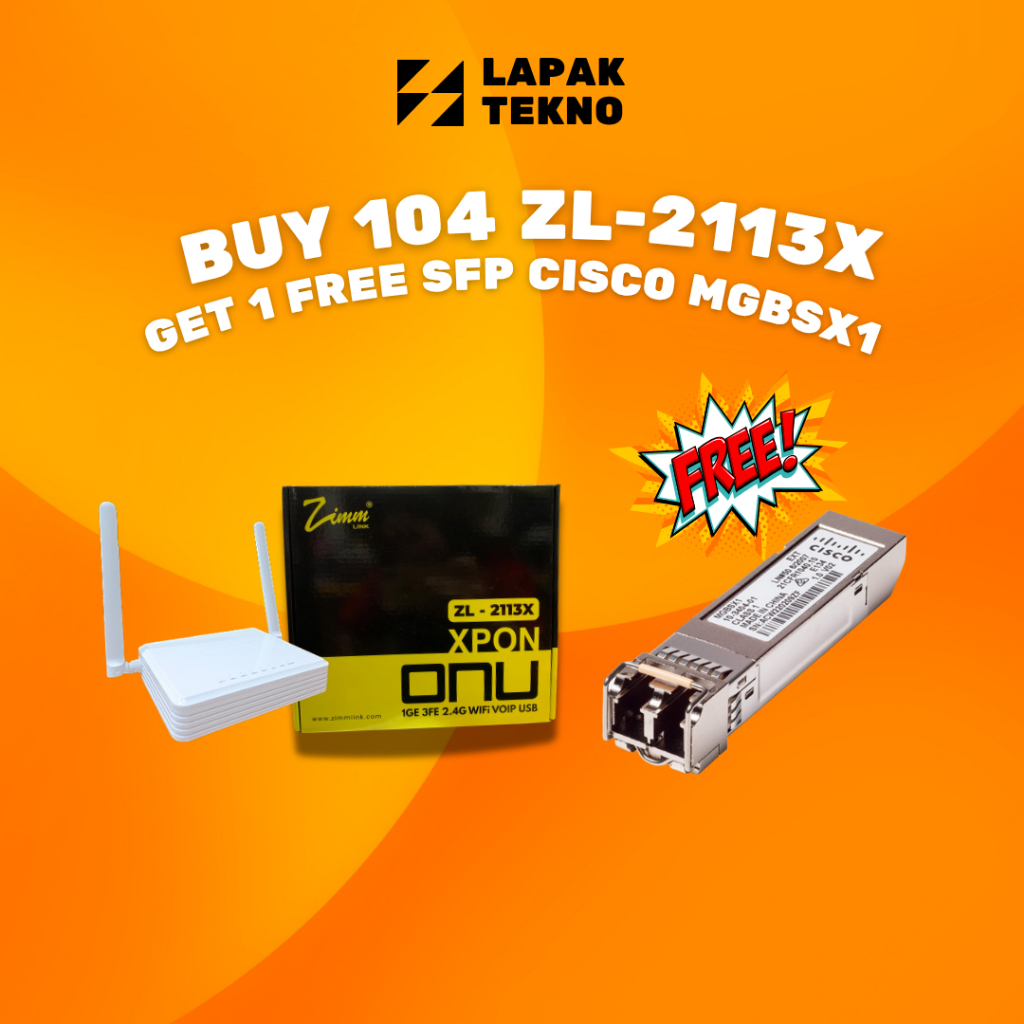 ZIMMLINK XPON ONU ZL-2113X Support ONT EPON & GPON 1GE 3FE 2,4G Wifi VOIP (1 BOX ISI 104 UNIT) FREE 