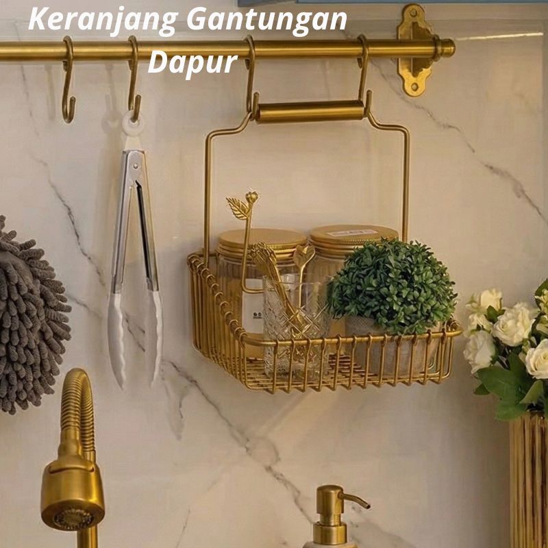 Rak Gantung Rak Bumbu Dapur  Gantungan Dapur  Mewah Gold / Hitam