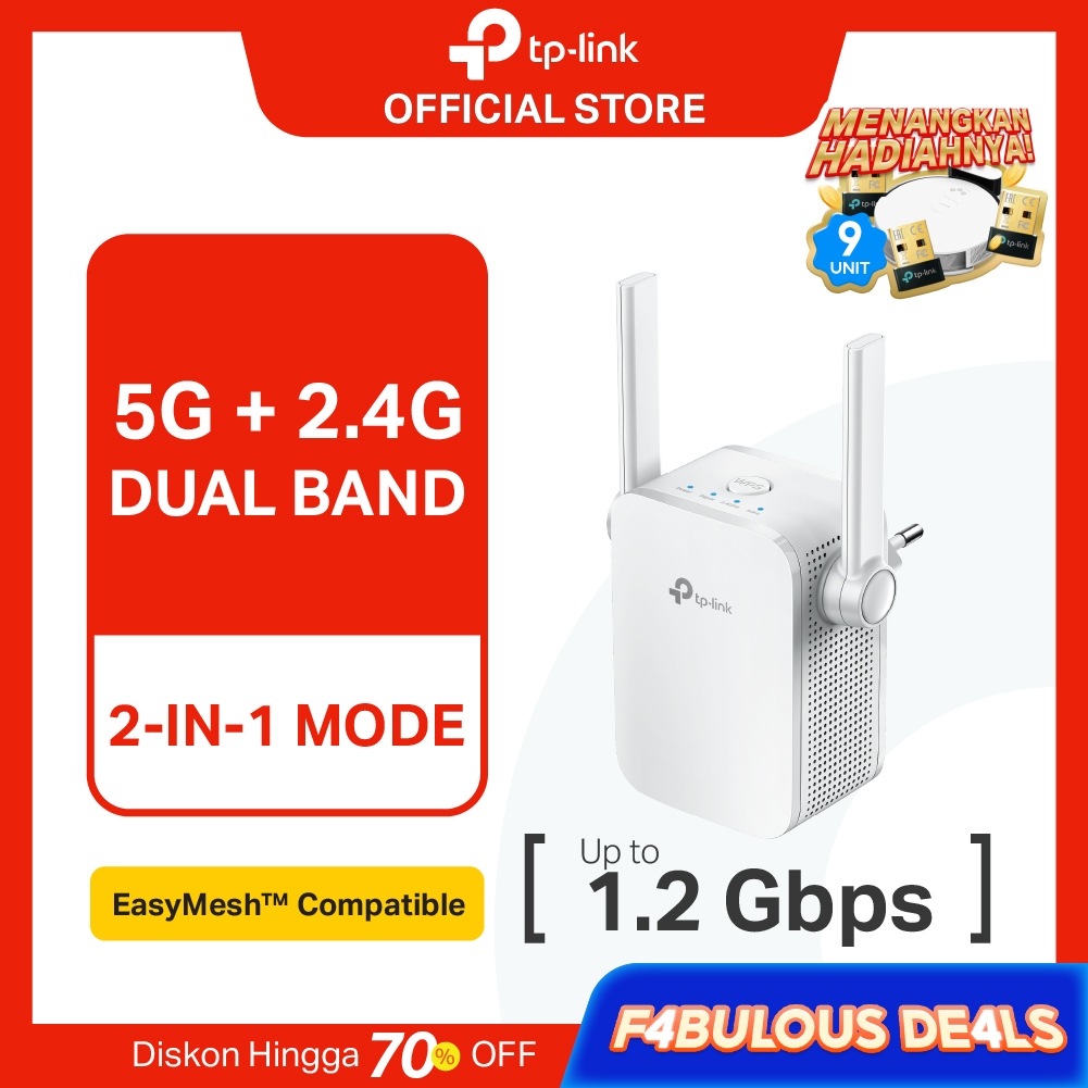 TP-Link RE305 | AC1200 WiFi 5 Extender | Penguat Sinyal | Repeater | Dual Band | Mesh | Access Point