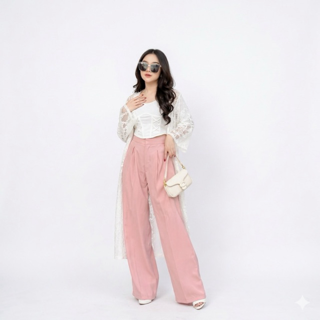 CAMELA BABY DUSTY/CELANA KULOT DUSTY PINK | WIDE LEG PANTS DUSTY PINK | KULOT DUSTY PINK | KULOT WEN