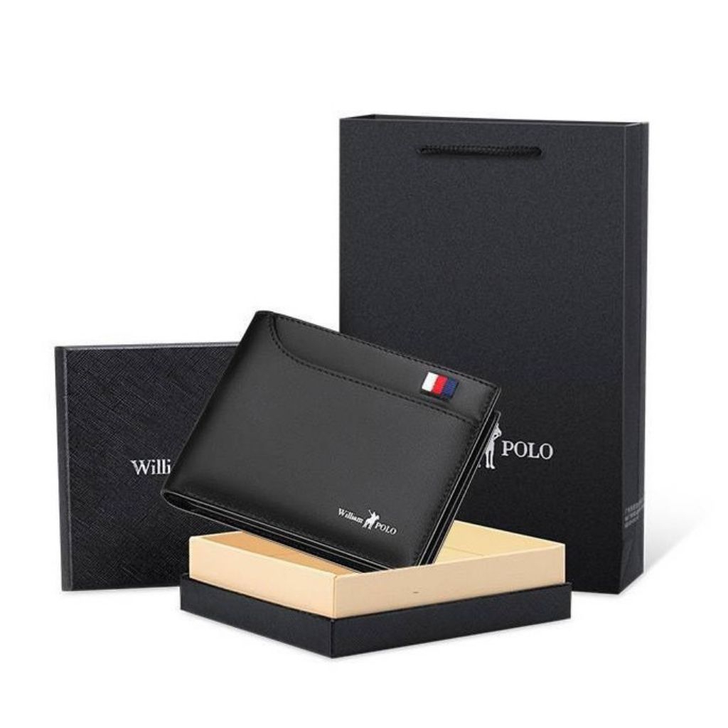 Dompet Pria William Polo dompet kulit sintetis Dompet laki-laki Dompet lipat dua Dompet anak muda vi