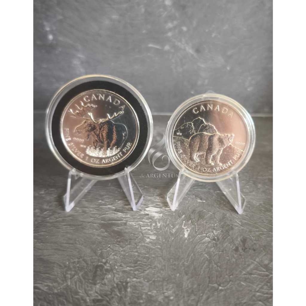 Royal Canadian Mint Wildlife Series 2012 Moose / 2011 Grizzly Bear 1oz Silver Coin 9999 Perak Murni 
