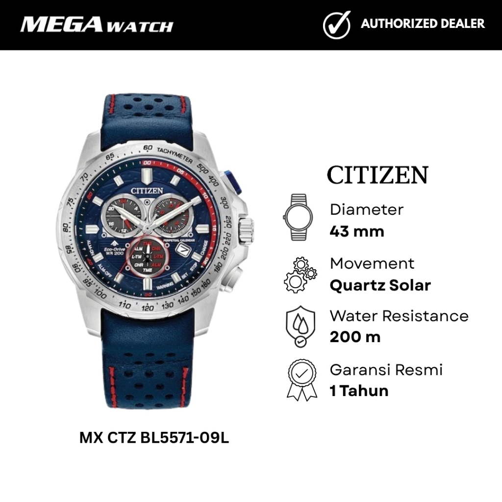 Jam Tangan CITIZEN Pria Original Promaster MX CTZ BL5571-09L Eco-Drive Chronograph