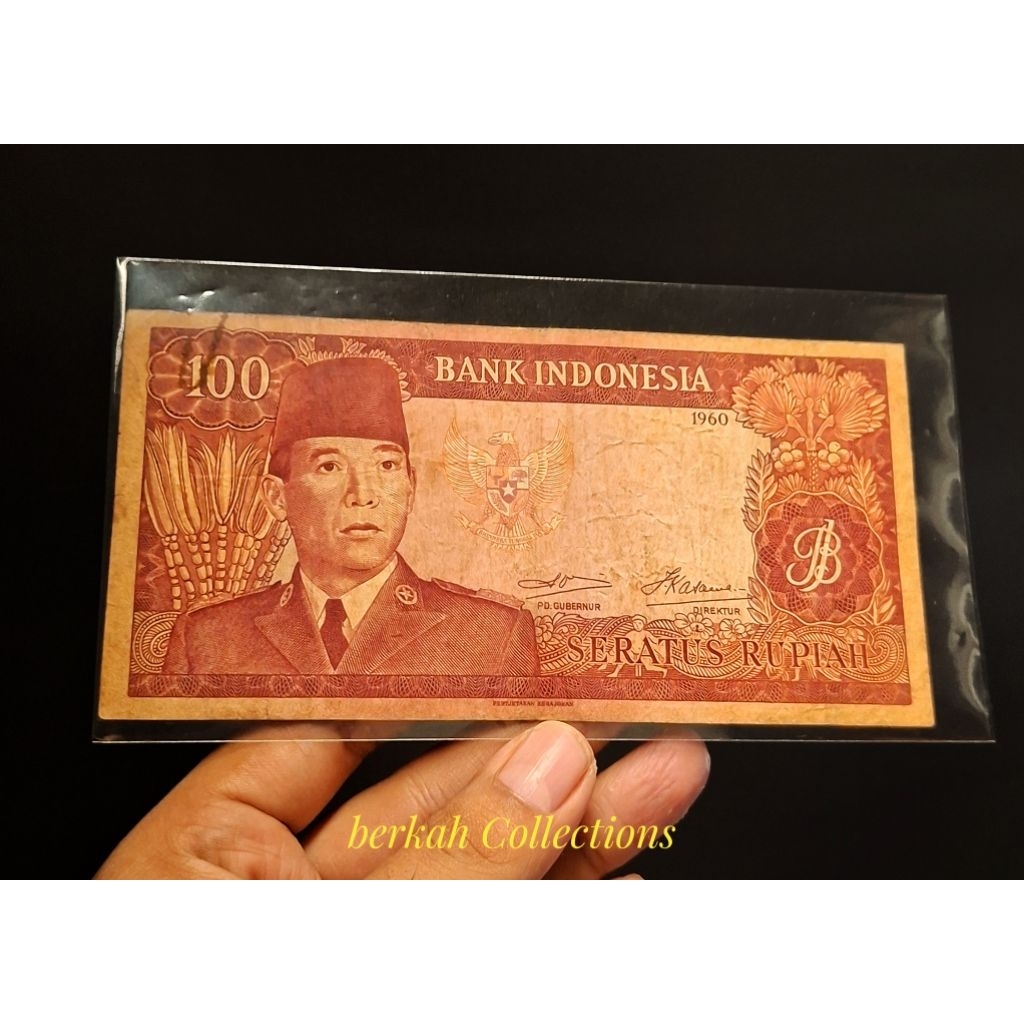 100 rupiah seri sukarno 1960 asli