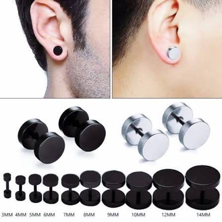 Anting Telinga Kuku Hitam Pria Hip Hop Gaya Trend Minimalis Kecil Anting Bulat Perak Wanita