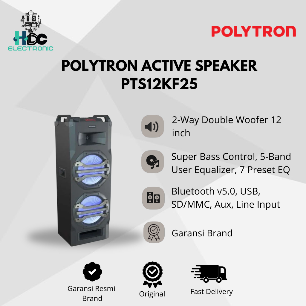 POLYTRON PTS2K25FM 12 INCH SPEAKER AKTIF GARANSI NEW