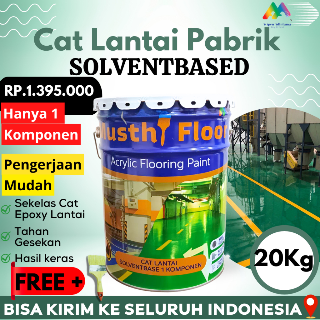 Cat Lantai Gudang Pabrik Garasi Utk Beton Keramik Semen Solventbase 20 Kg Mengkilap Sekelas Epoxy