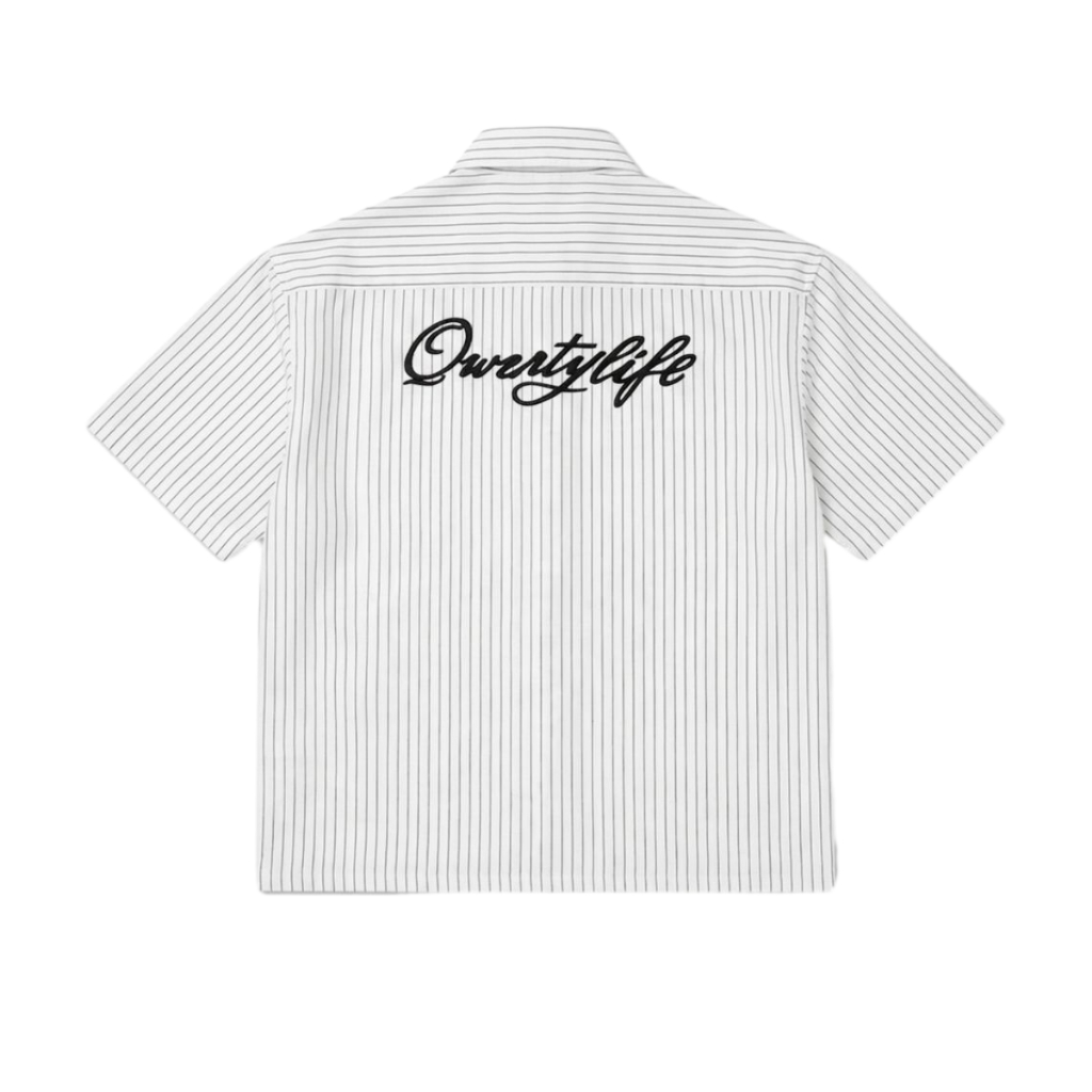 Qwertylife Workshirt Boxy Stripe QL Nova White